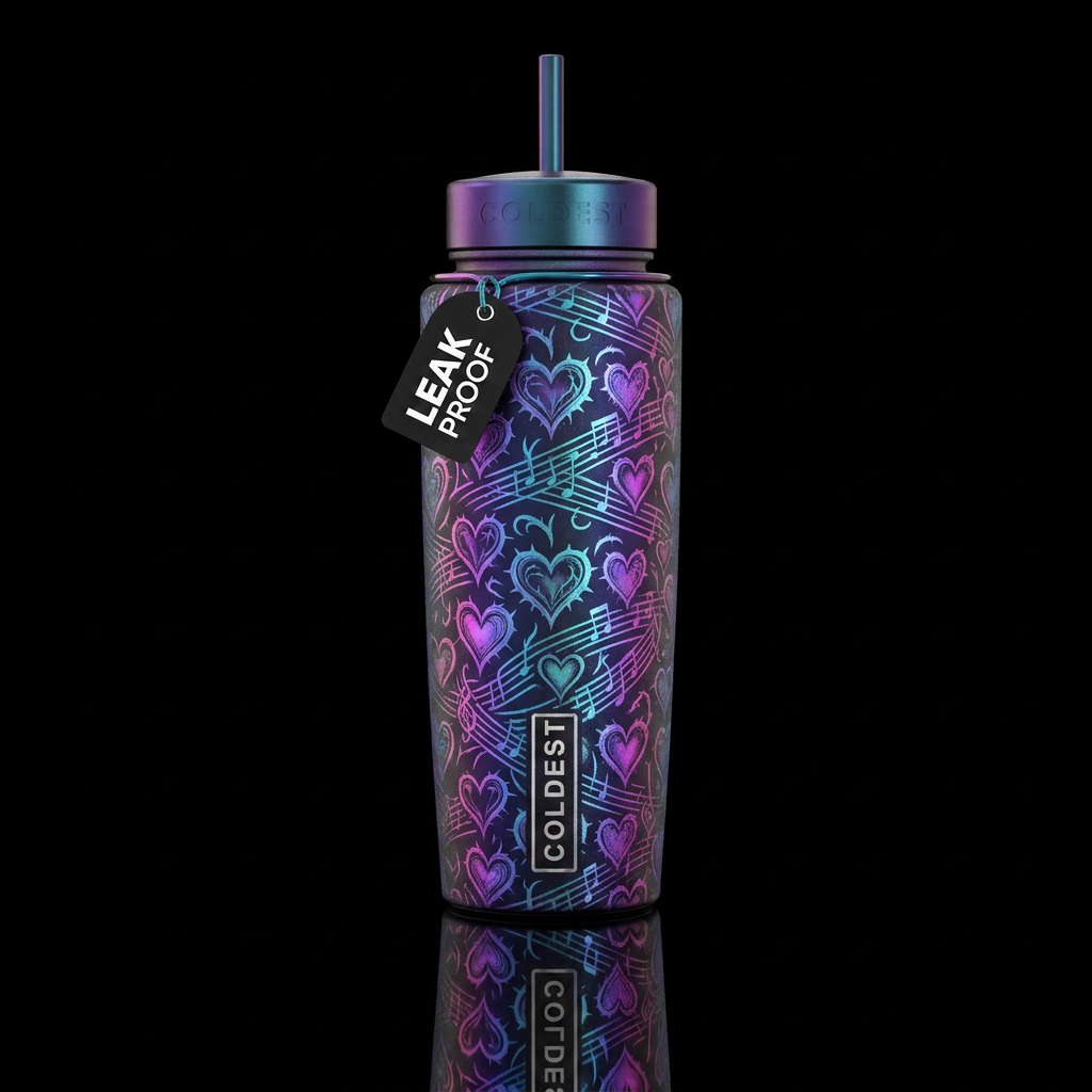 Dazzling Thorn hearts of Music water bottle design