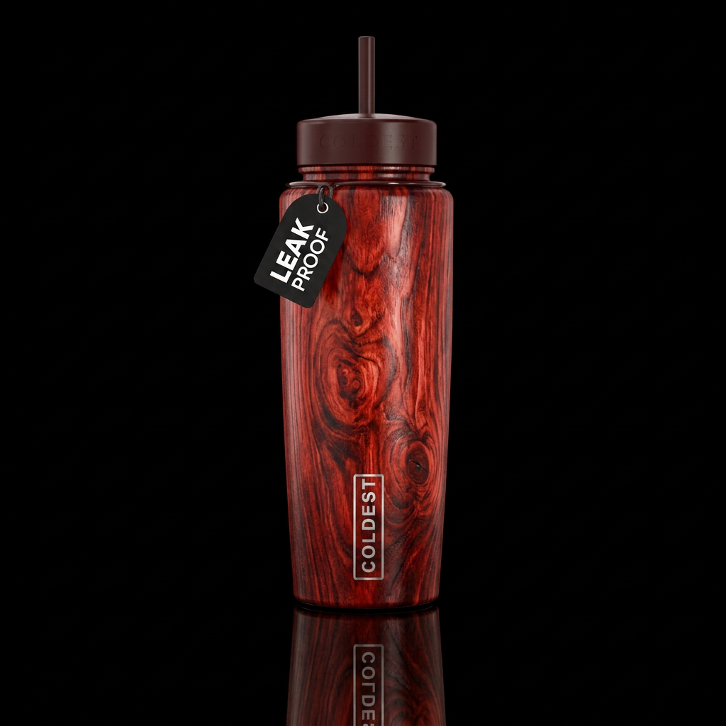 Red Wood Grain water bottle design
