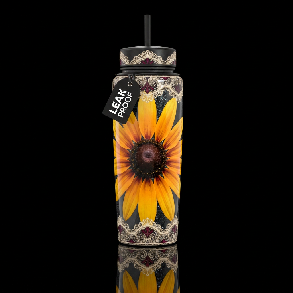Elegant Black Eye Susan water bottle design