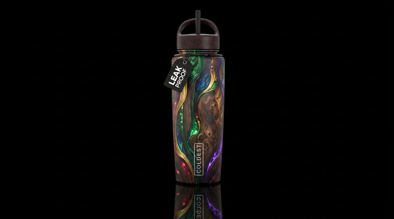 Abstract wood water bottle design