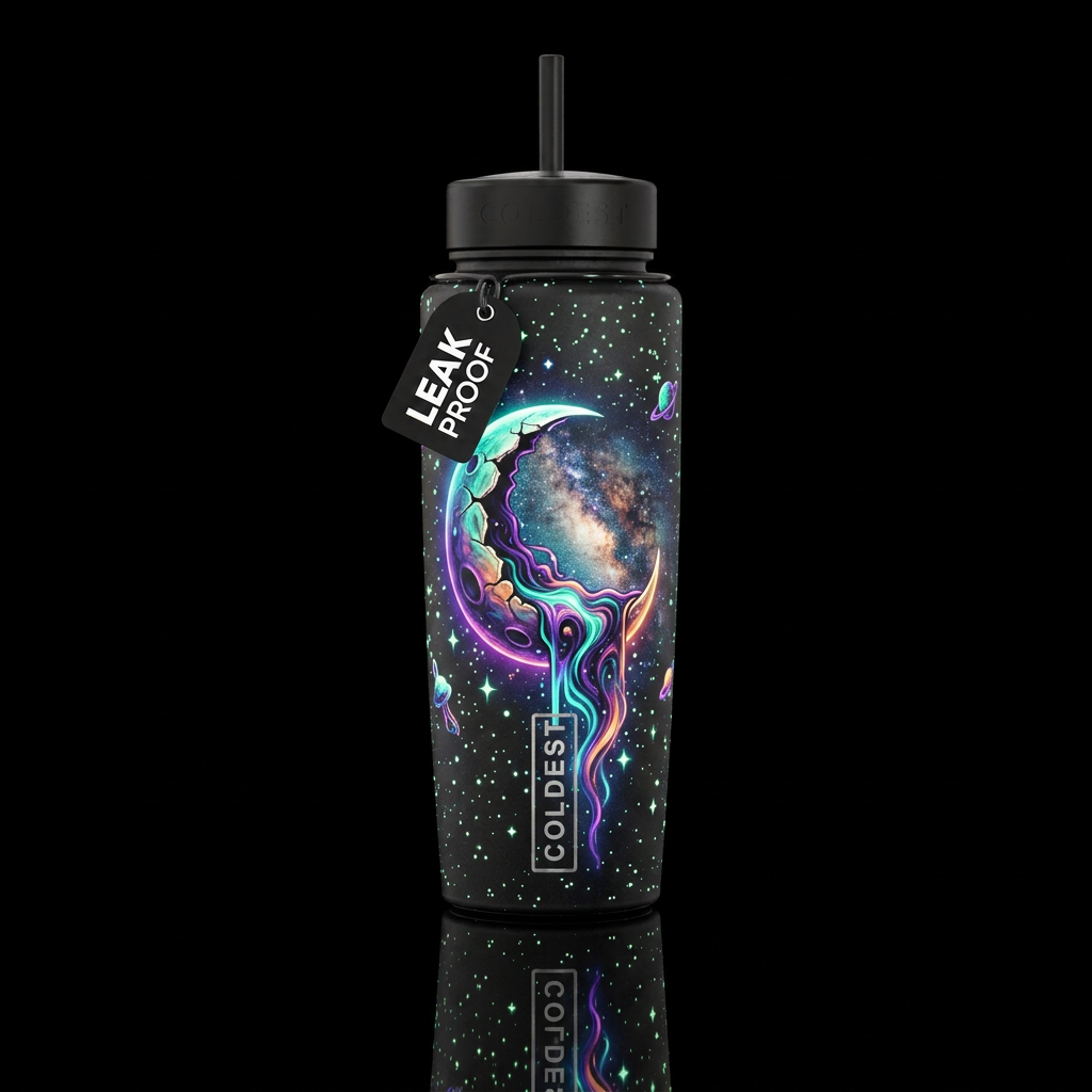 Leaking moon water bottle design