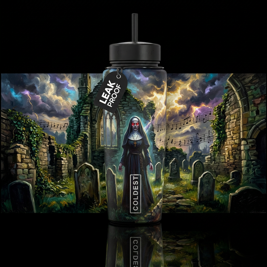 Lost Nun water bottle design