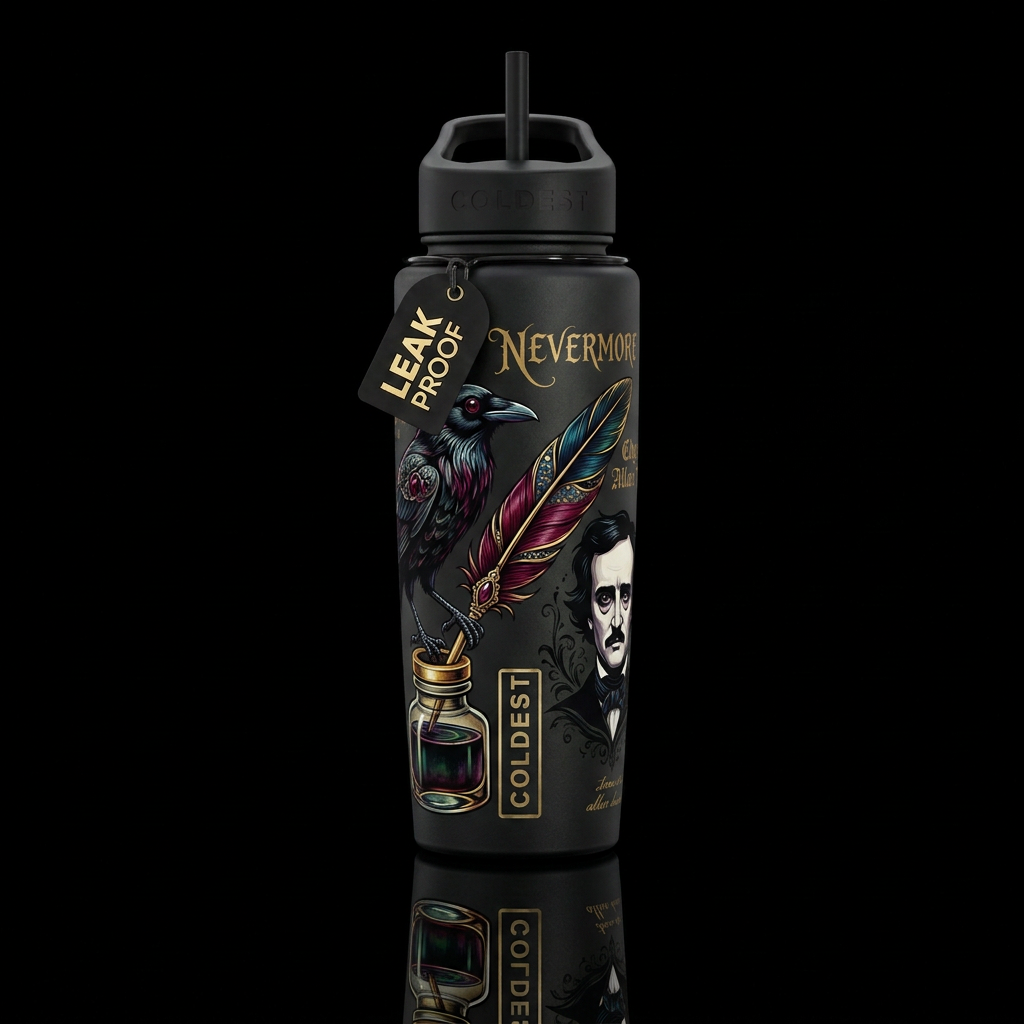 Enchanted Nevermore water bottle design