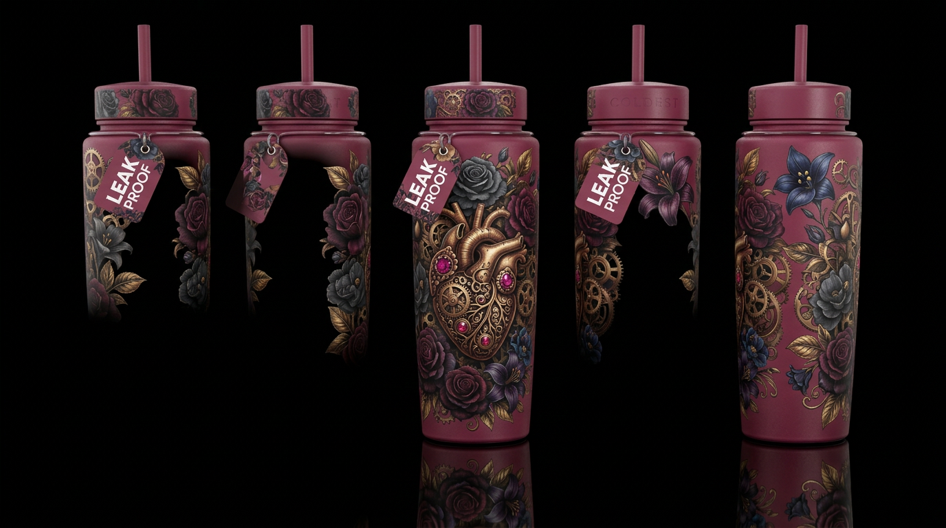 Dazzling Mechanical Heart water bottle design