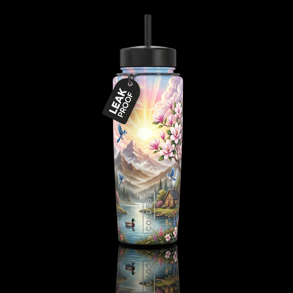 Joy in the sunrise water bottle design