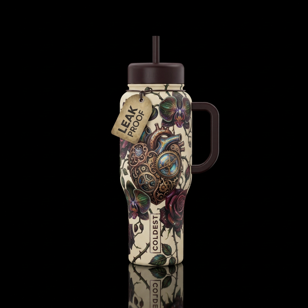 Heart of Mechanics water bottle design