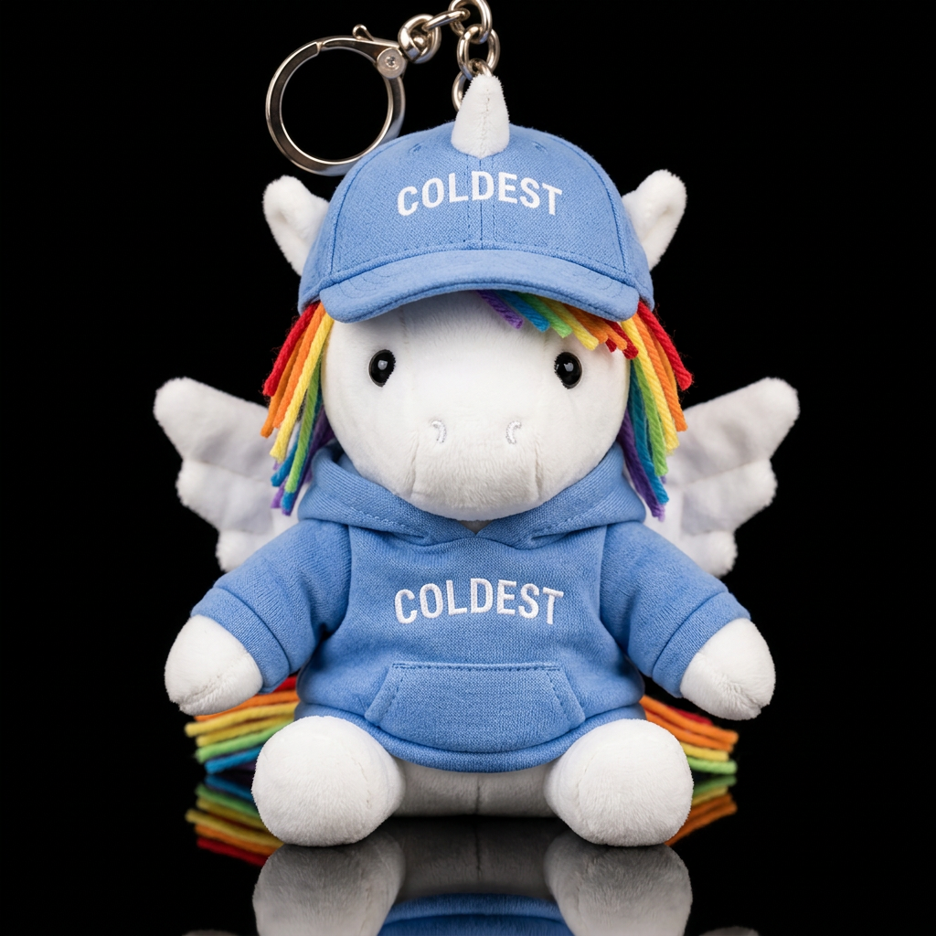 white alicorn with rainbow mane in a pale cobalt h... water bottle design