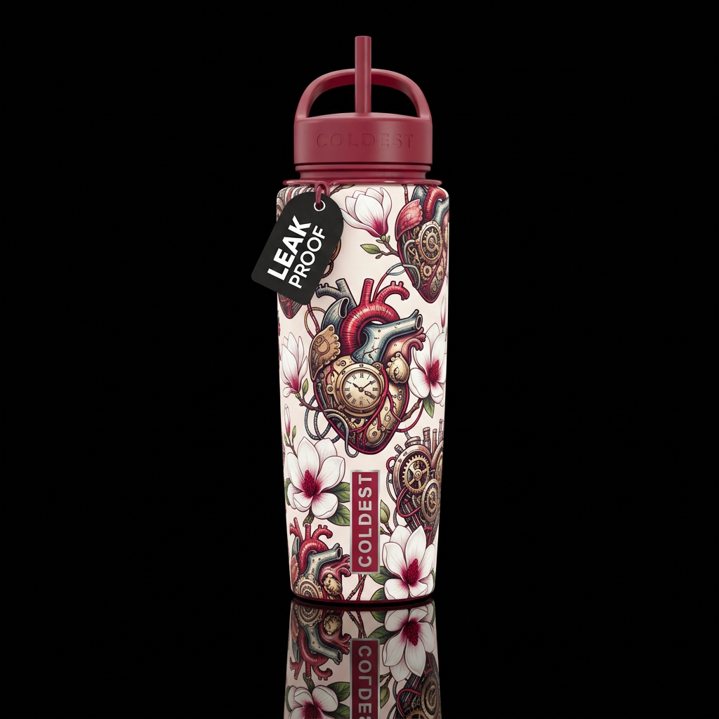 Magnolia Hearts water bottle design