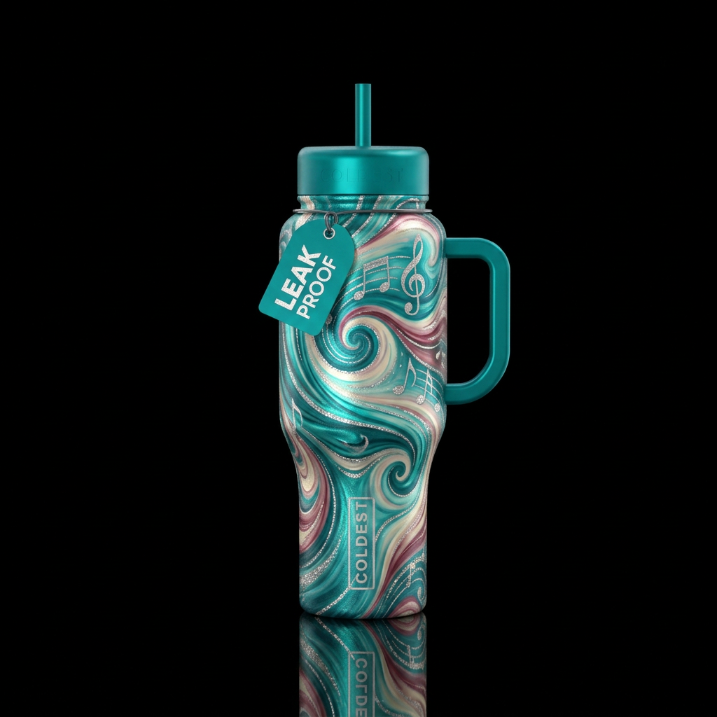 Teal-tastic Swirls water bottle design