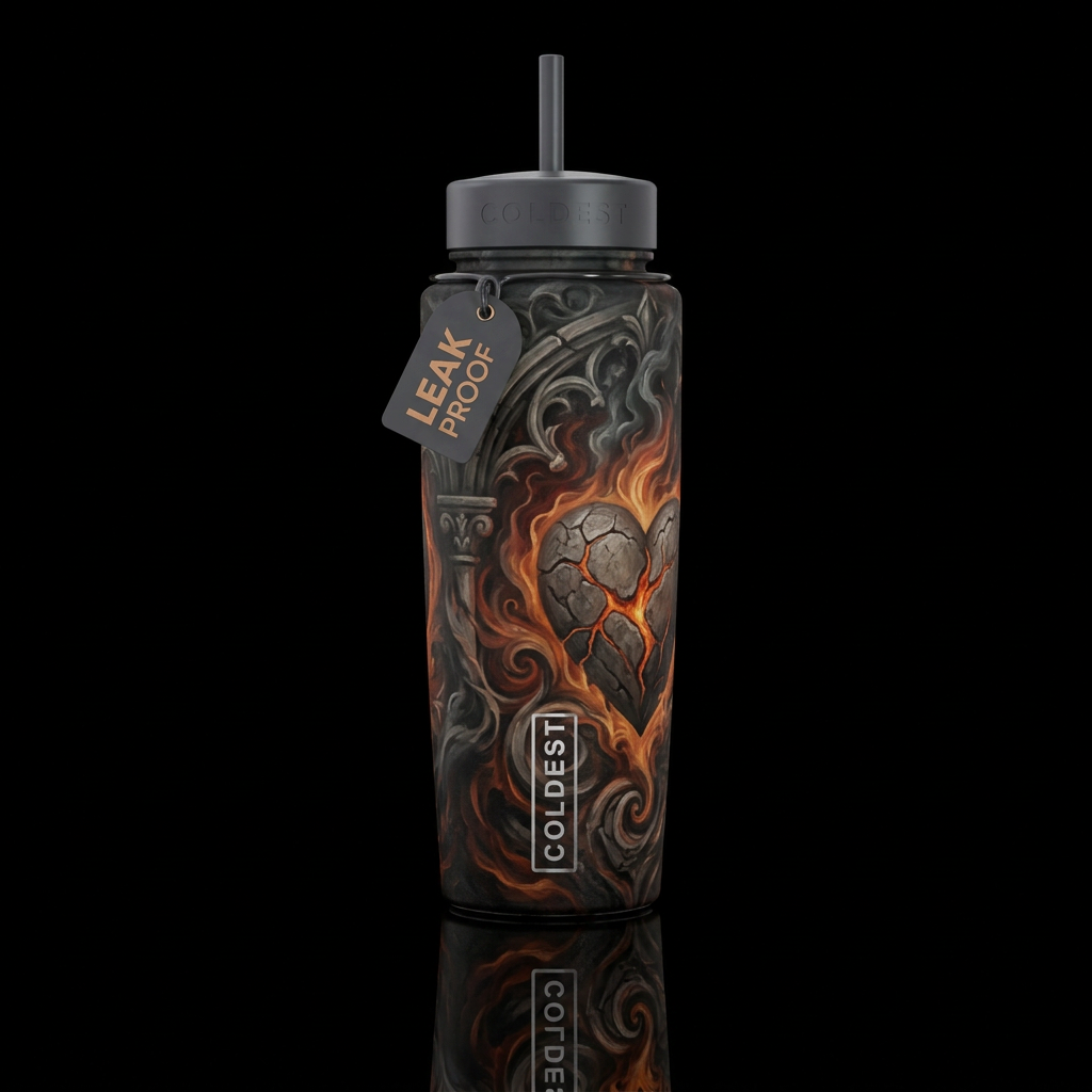 Fiery Stone Heart water bottle design