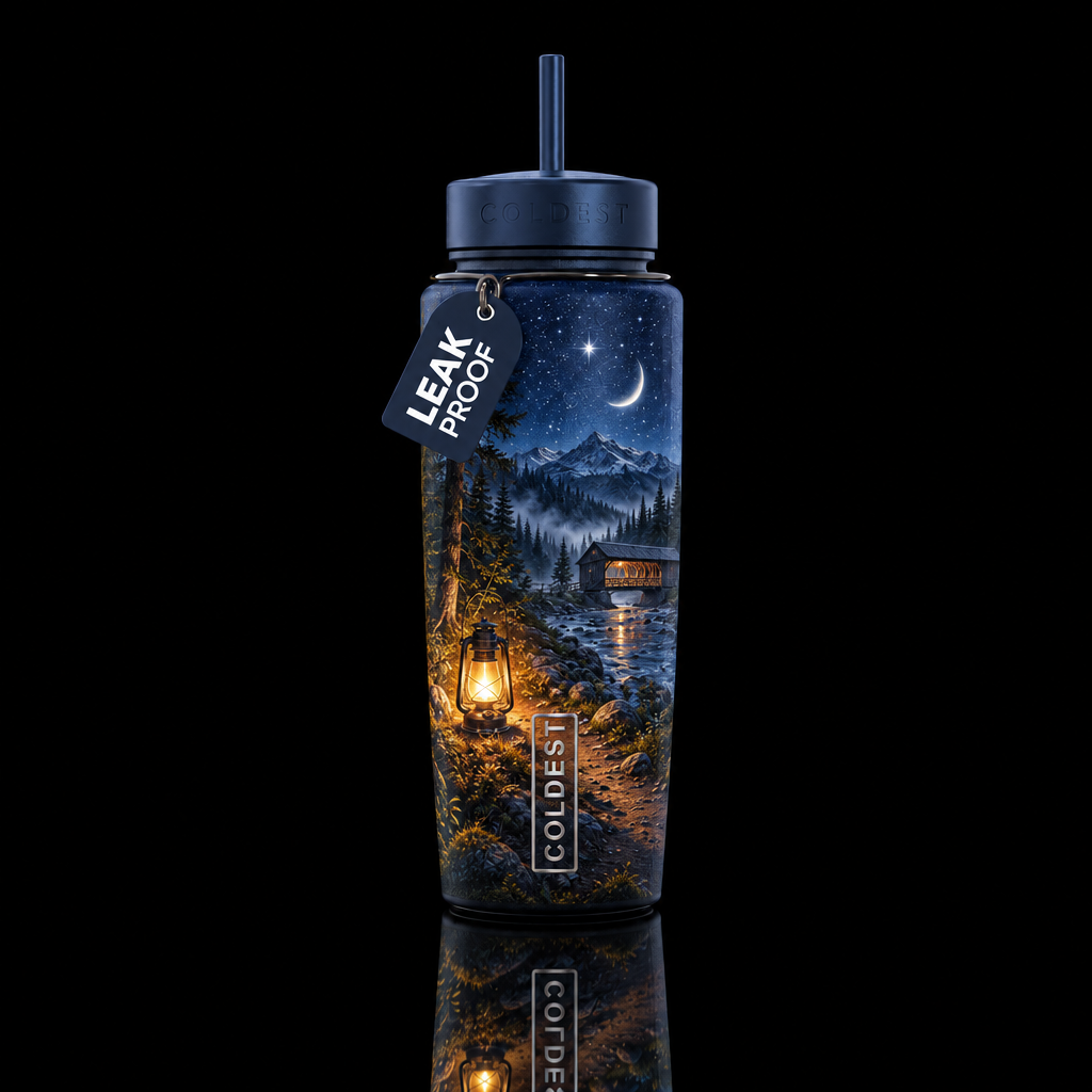 The light in the Dark water bottle design