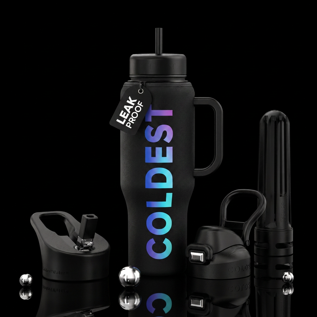 Neoprene attached to the bottle, with COLDEST wrap... water bottle design