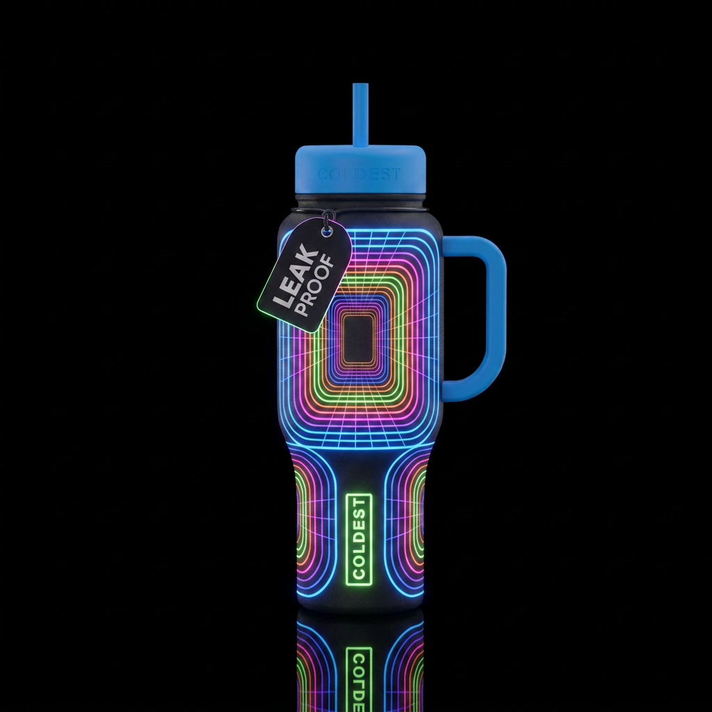 3d illusion glow water bottle design