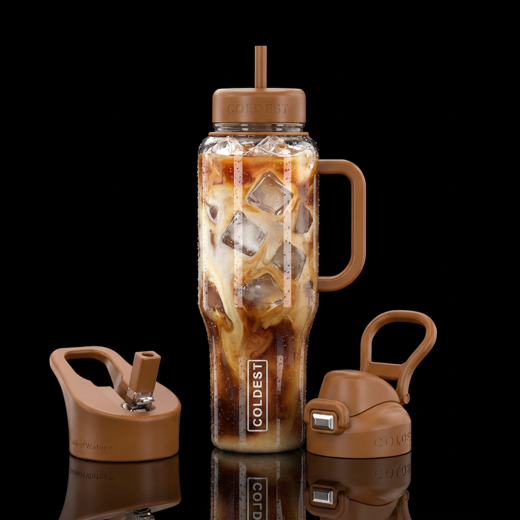 Iced coffee water bottle design