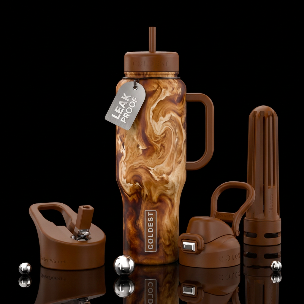 Hot coffee with cream water bottle design