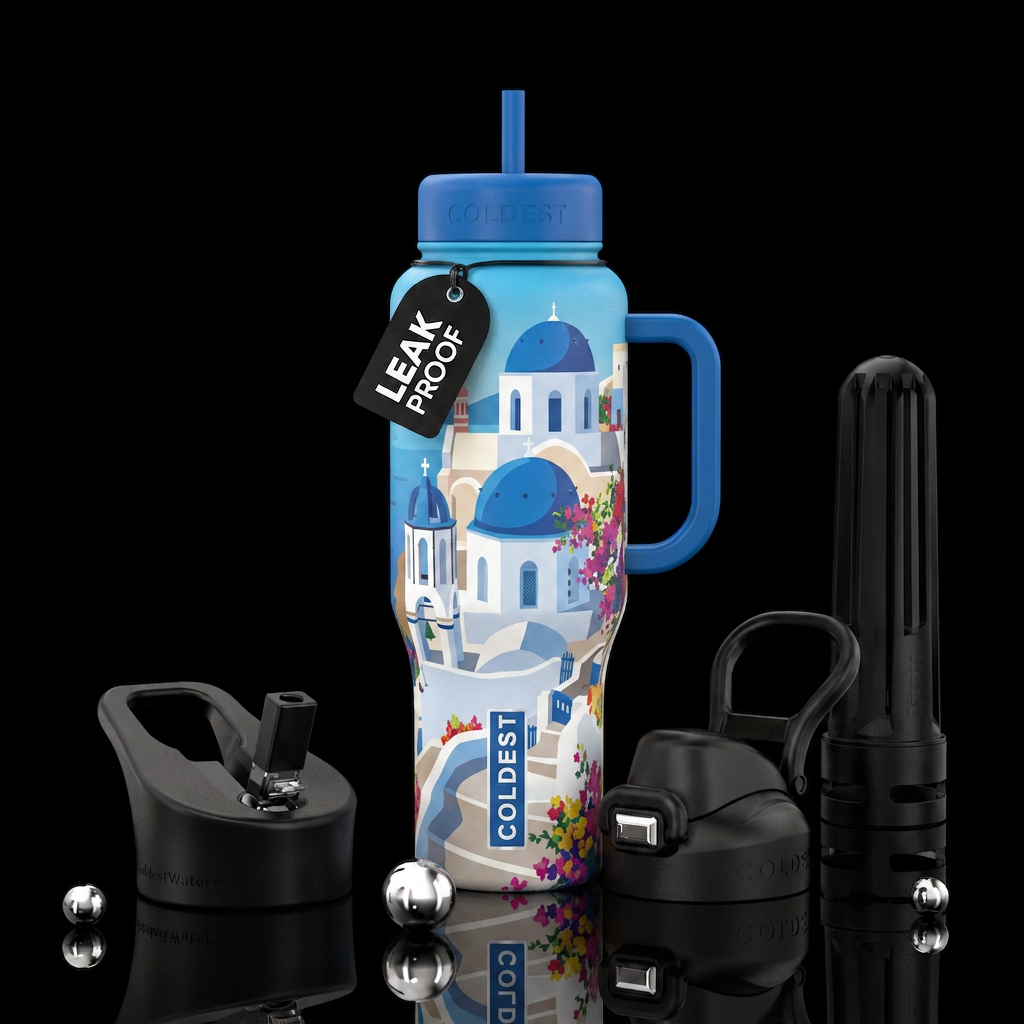 Santorini water bottle design