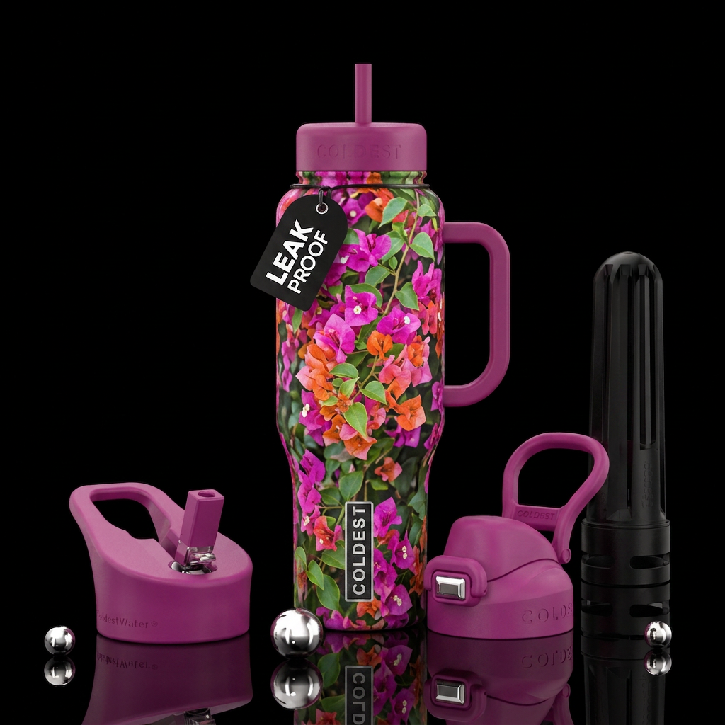 Bougainvillea water bottle design