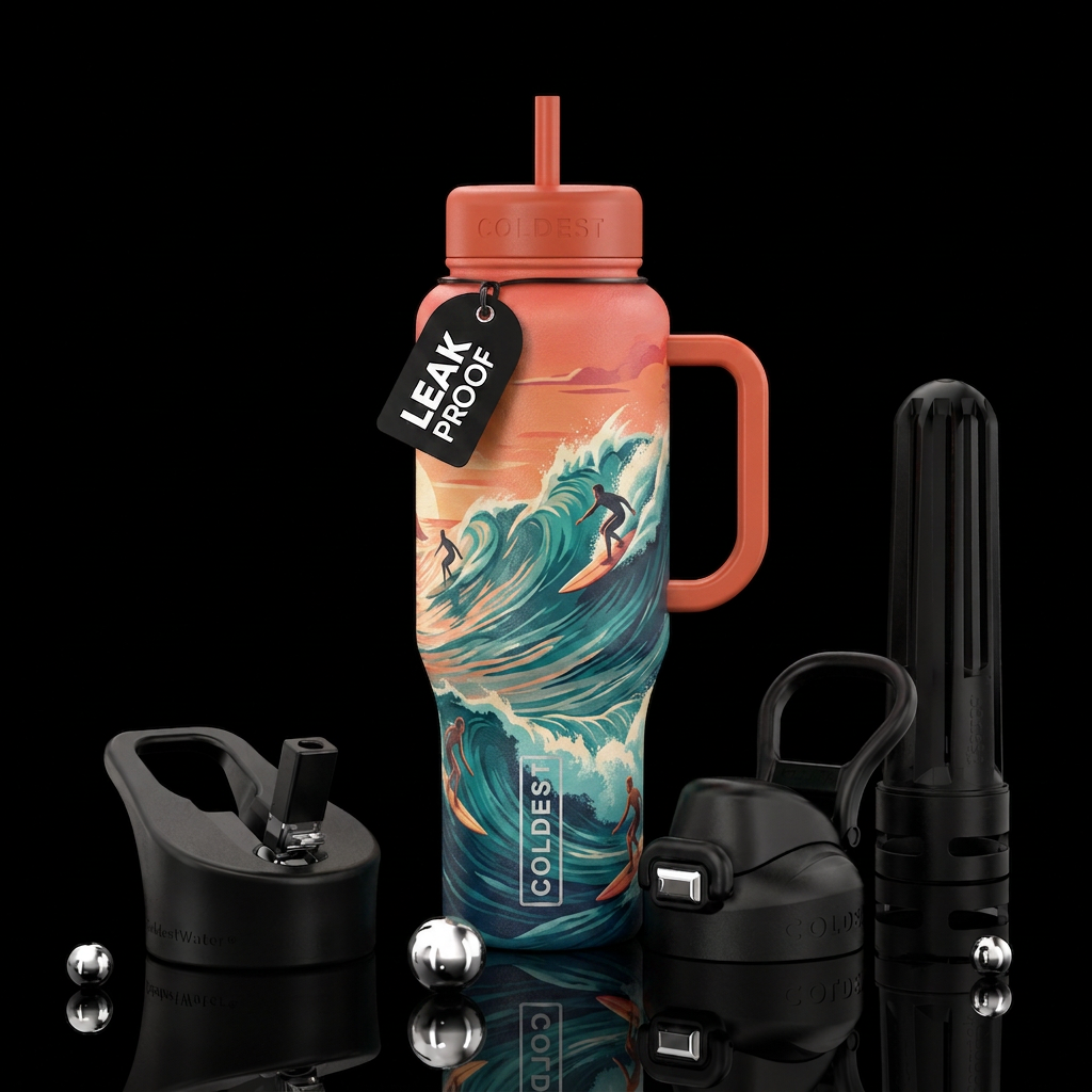 Surfing water bottle design