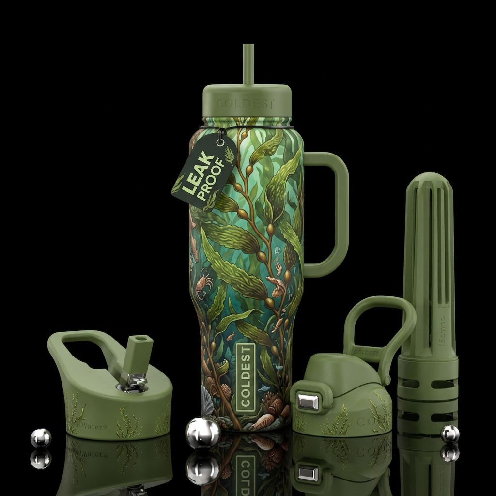 Kelp forest water bottle design