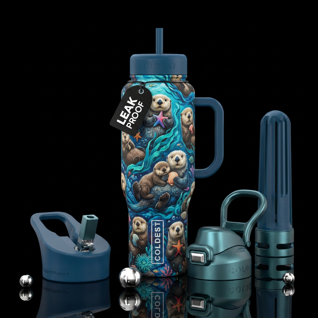Sea otters water bottle design