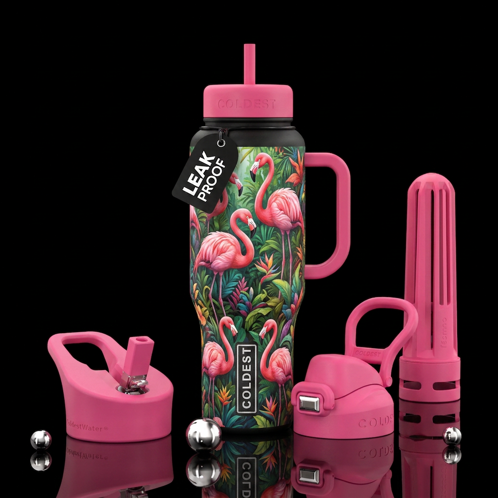 Flamingos water bottle design