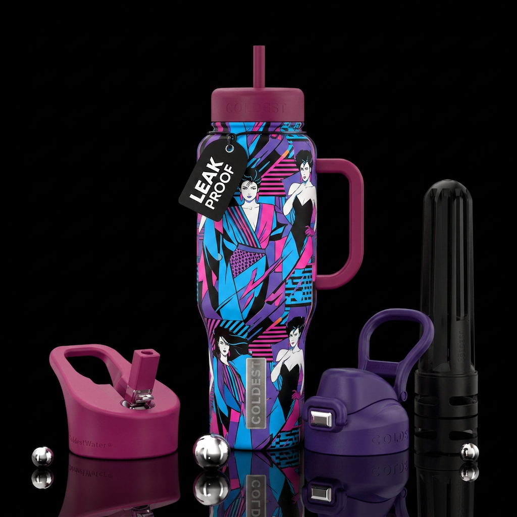 Patrick Nagel 80’s art water bottle design