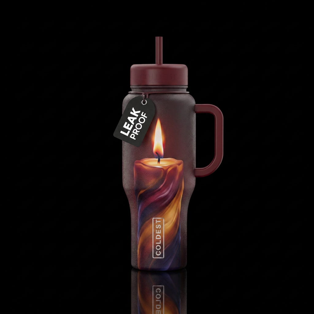 Single candle burning water bottle design