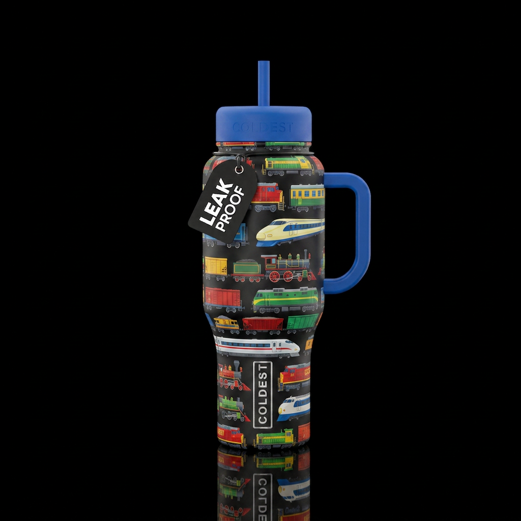 Trains water bottle design