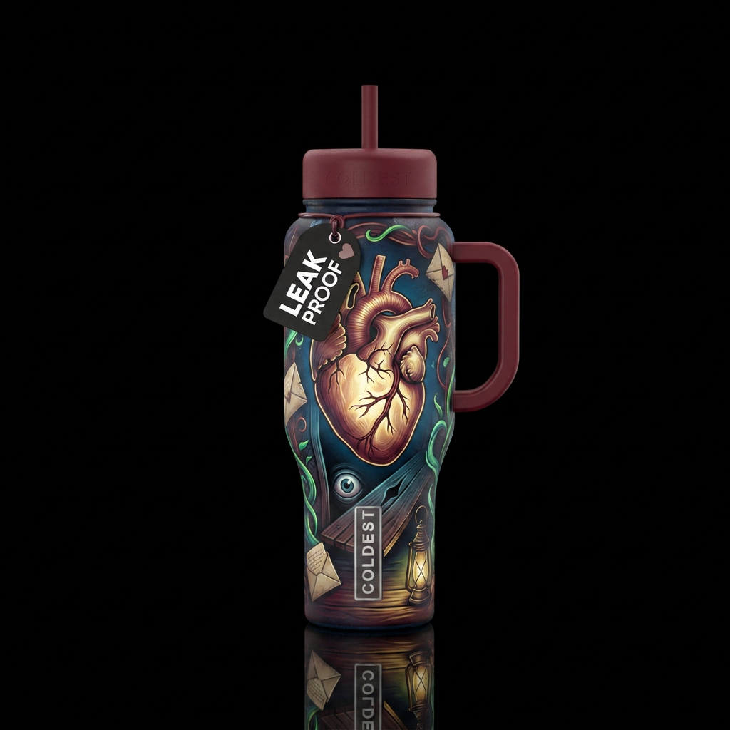 Tell tale heart water bottle design