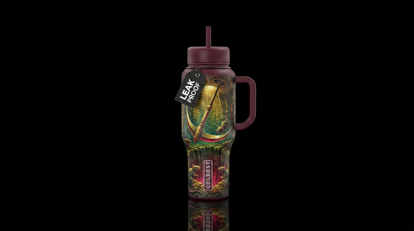 The Pit and the Pendulum water bottle design