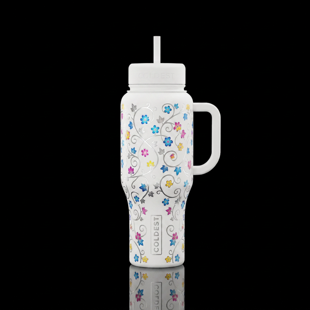 Spiral floral Ivy water bottle design