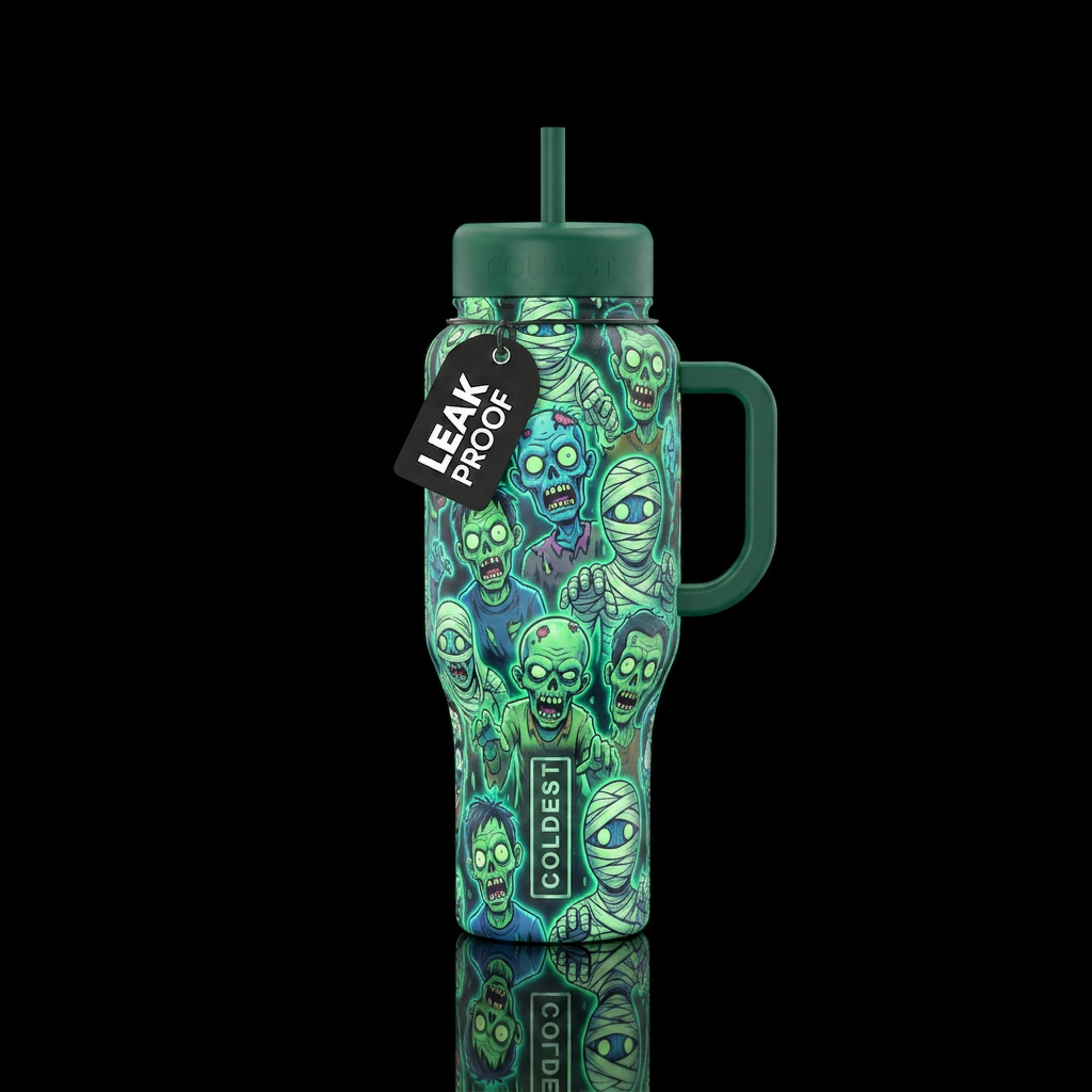 Zombies and Mumies Glowie water bottle design