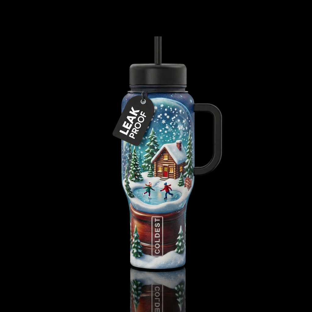 Snow globe water bottle design