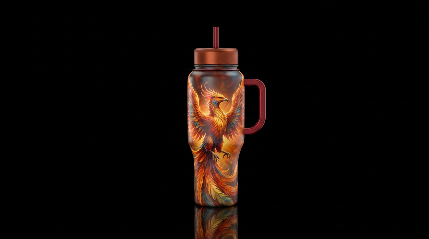 Phoenix rising water bottle design