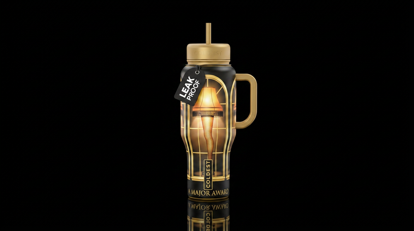 A major awardA Christmas story leg lamp in windows water bottle design