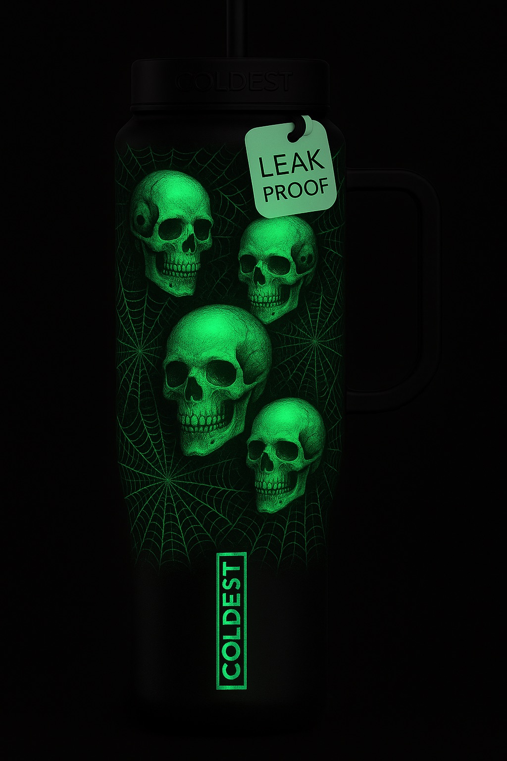 glowie skulls water bottle design
