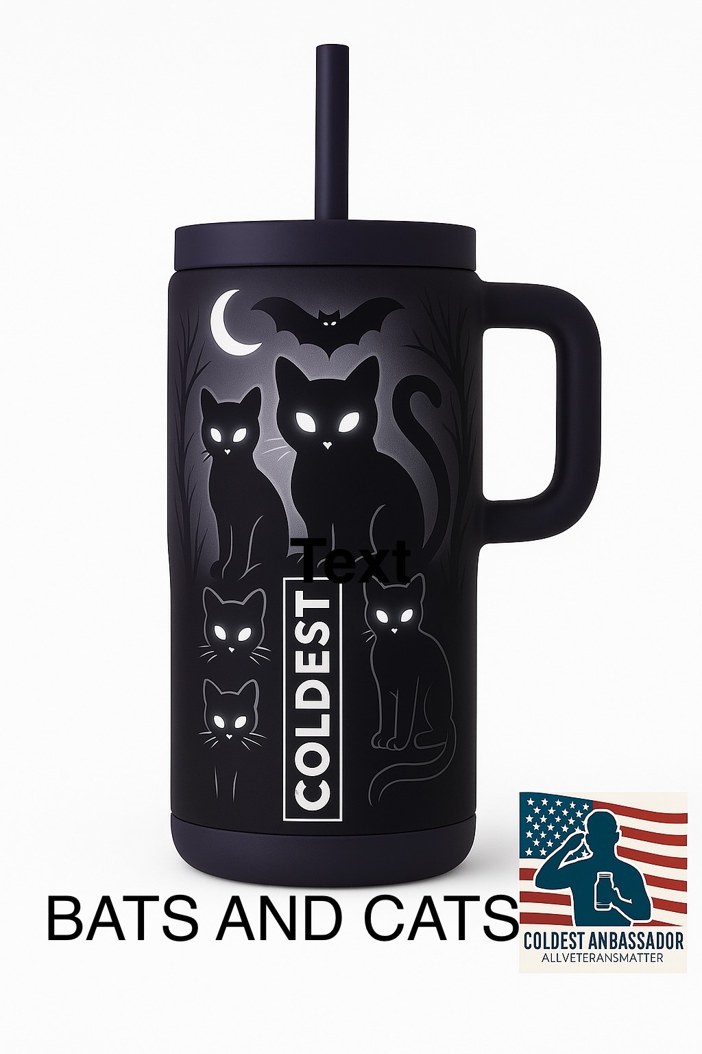 bats and cat water bottle design