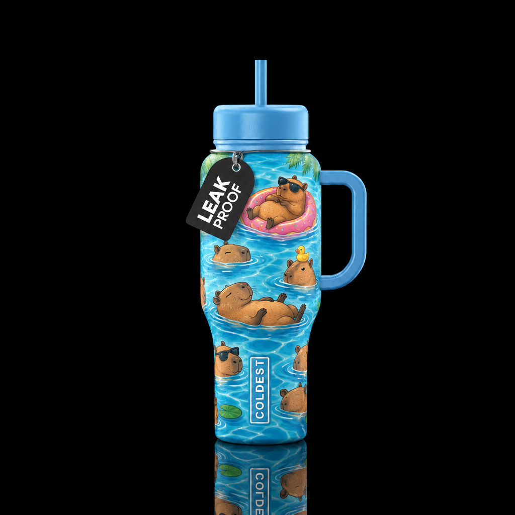 Chillin with capys water bottle design