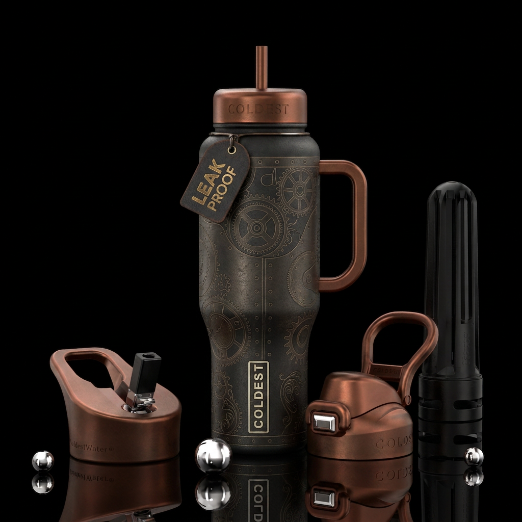 Steampunk textured subtle water bottle design