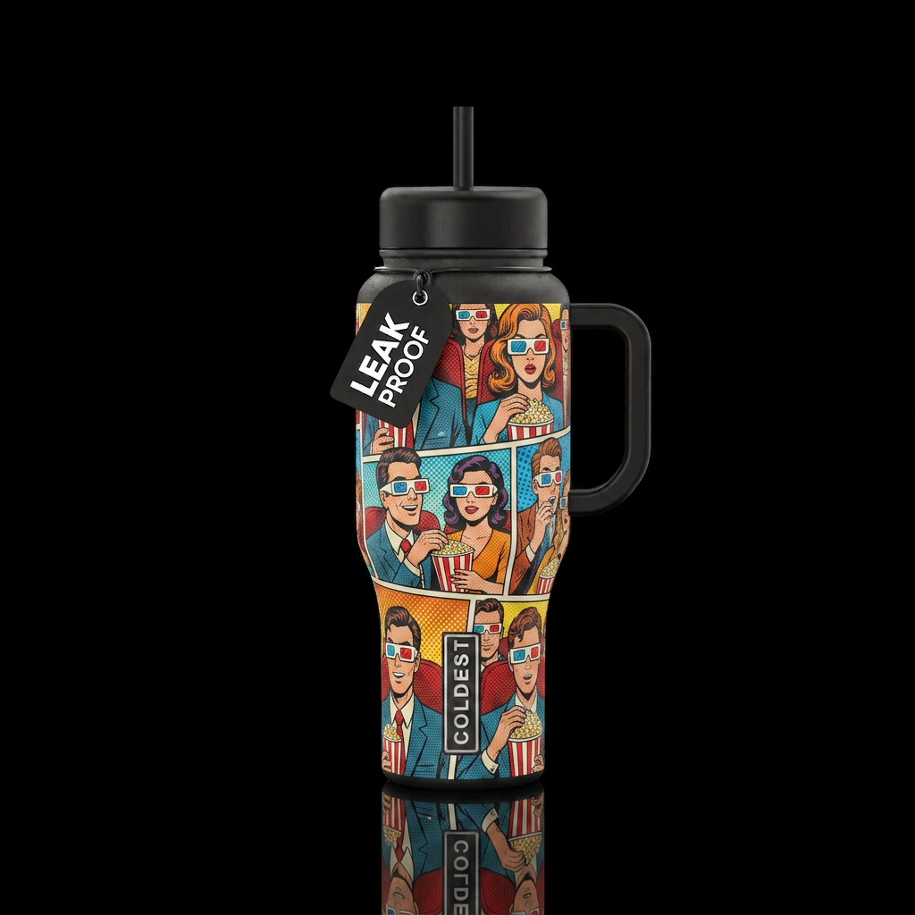 moviegoer vintage water bottle design