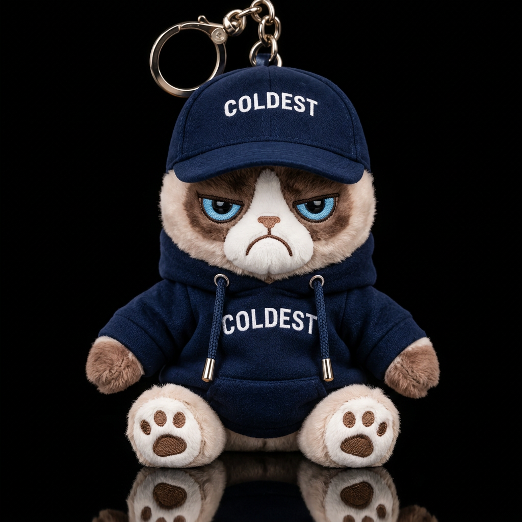 Tiny grumpy cat water bottle design