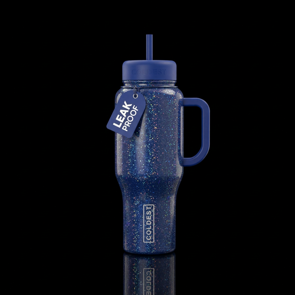Deep sapphire blue Bottle with very fine iridescen... water bottle design