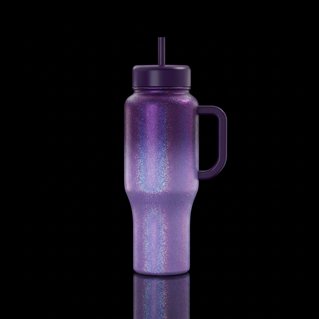Two colored bottle. Top is a deep jewel tone purpl... water bottle design