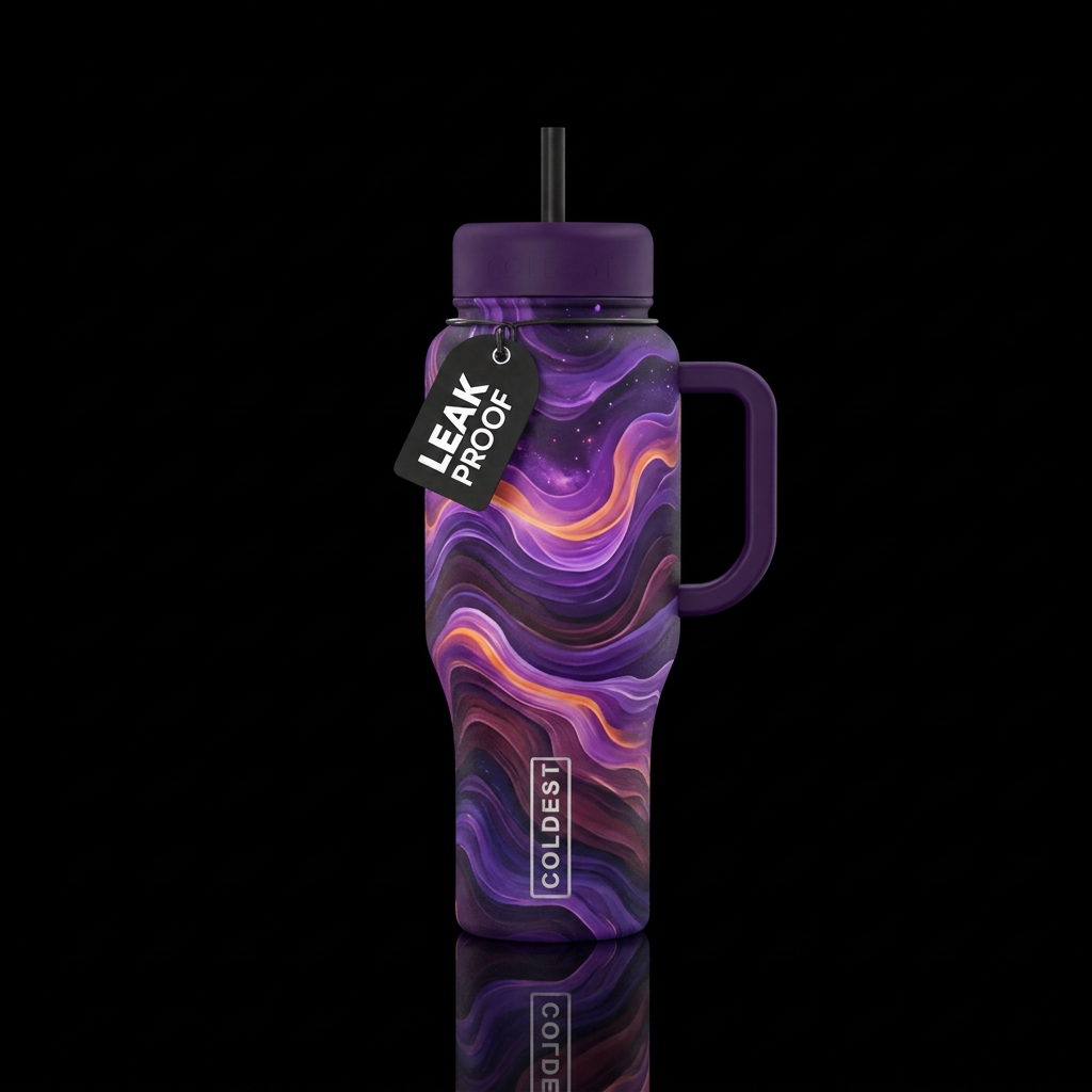 Fire amethyst, deep purples, plums, violets, indig... water bottle design
