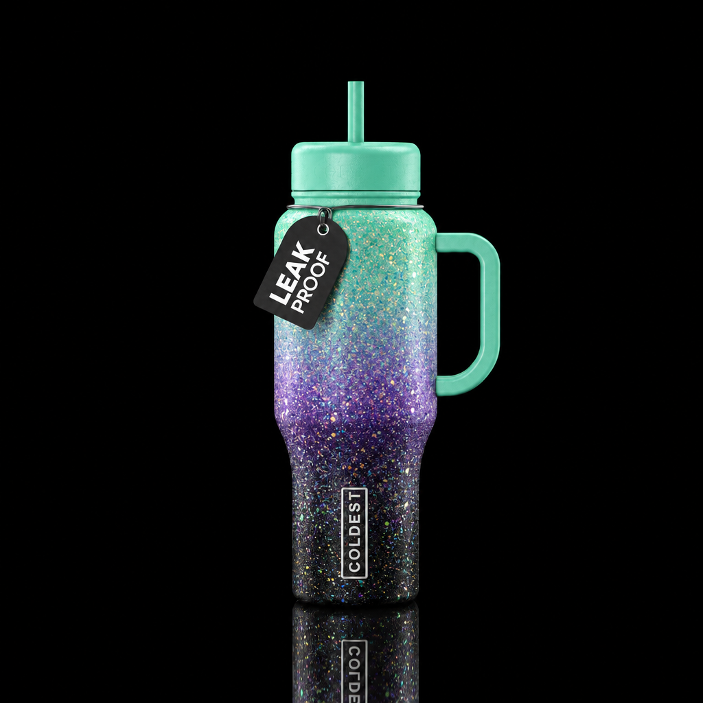 Ombre glitter water bottle design
