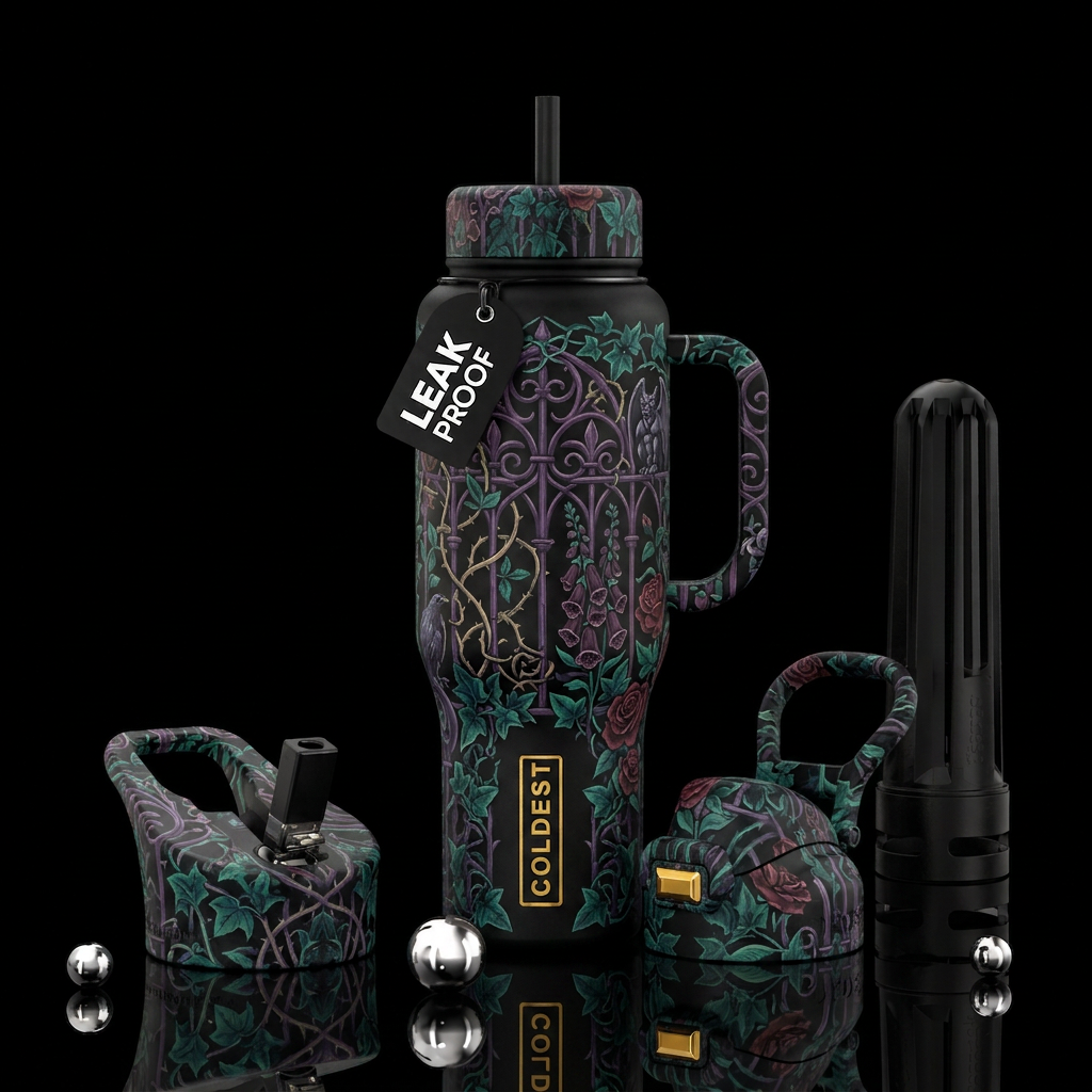 Victorian Gothic garden water bottle design