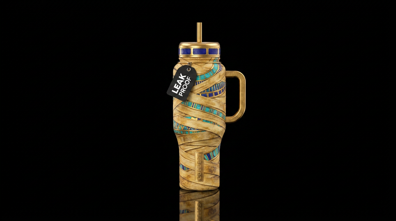 Pharaoh mummy style wrapped bottle water bottle design