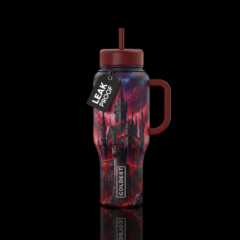 Bloody Gothic castle water bottle design