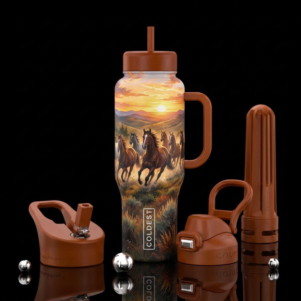 Horses running water bottle design