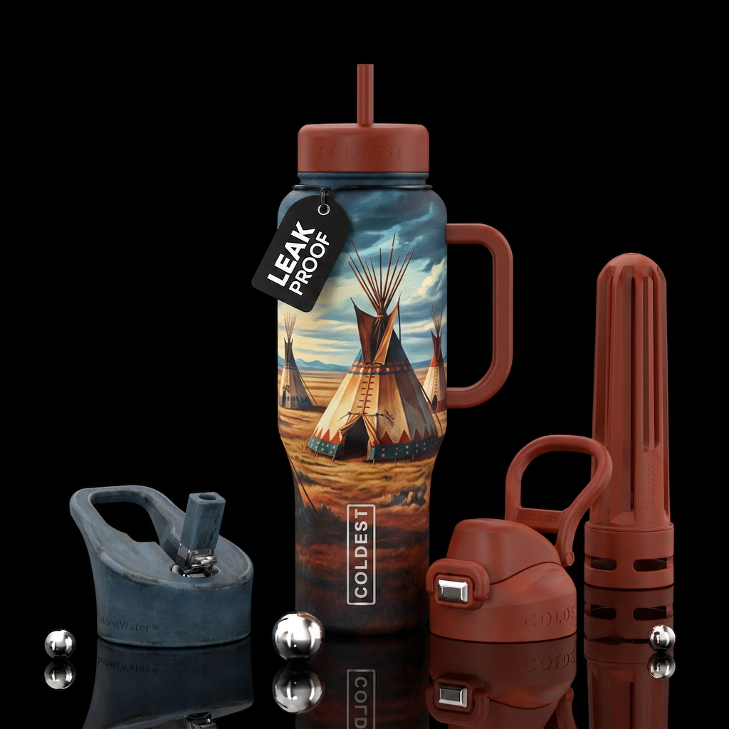 Teepees on the plains water bottle design